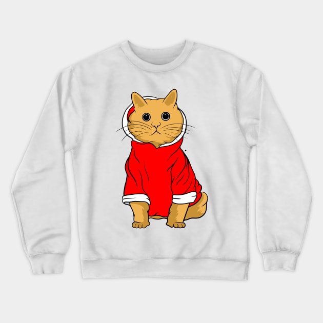 Hoodie Cat Crewneck Sweatshirt by Dojaja